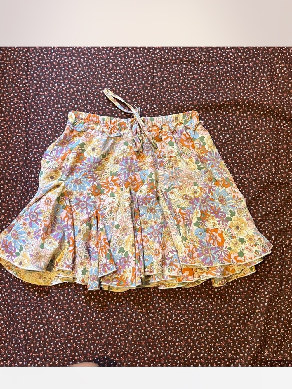 Vici Multicolor Floral Tie-Waist Circle Skirt